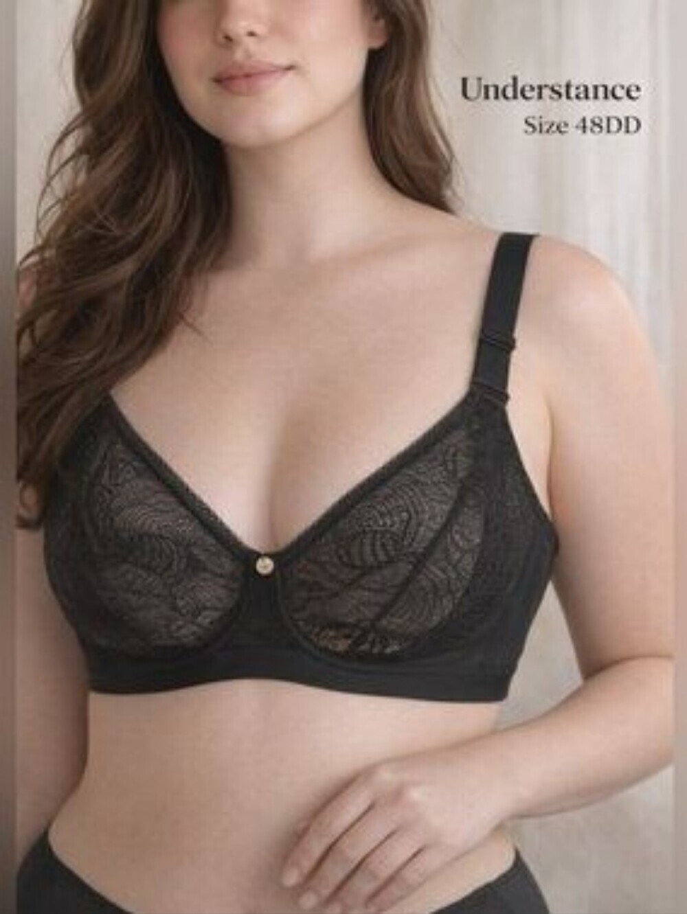 Understance Lace Underwire Support Bra in Shadow Gray with Gold Accent